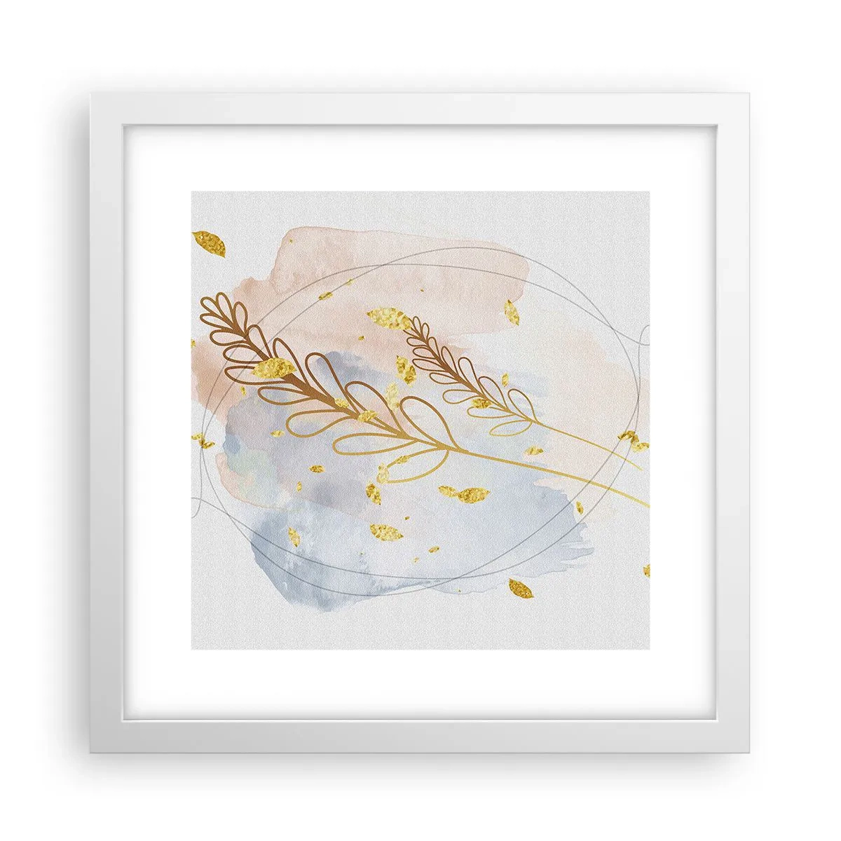 Plakat i hvid ramme - En gylden eksplosion - 30x30 cm