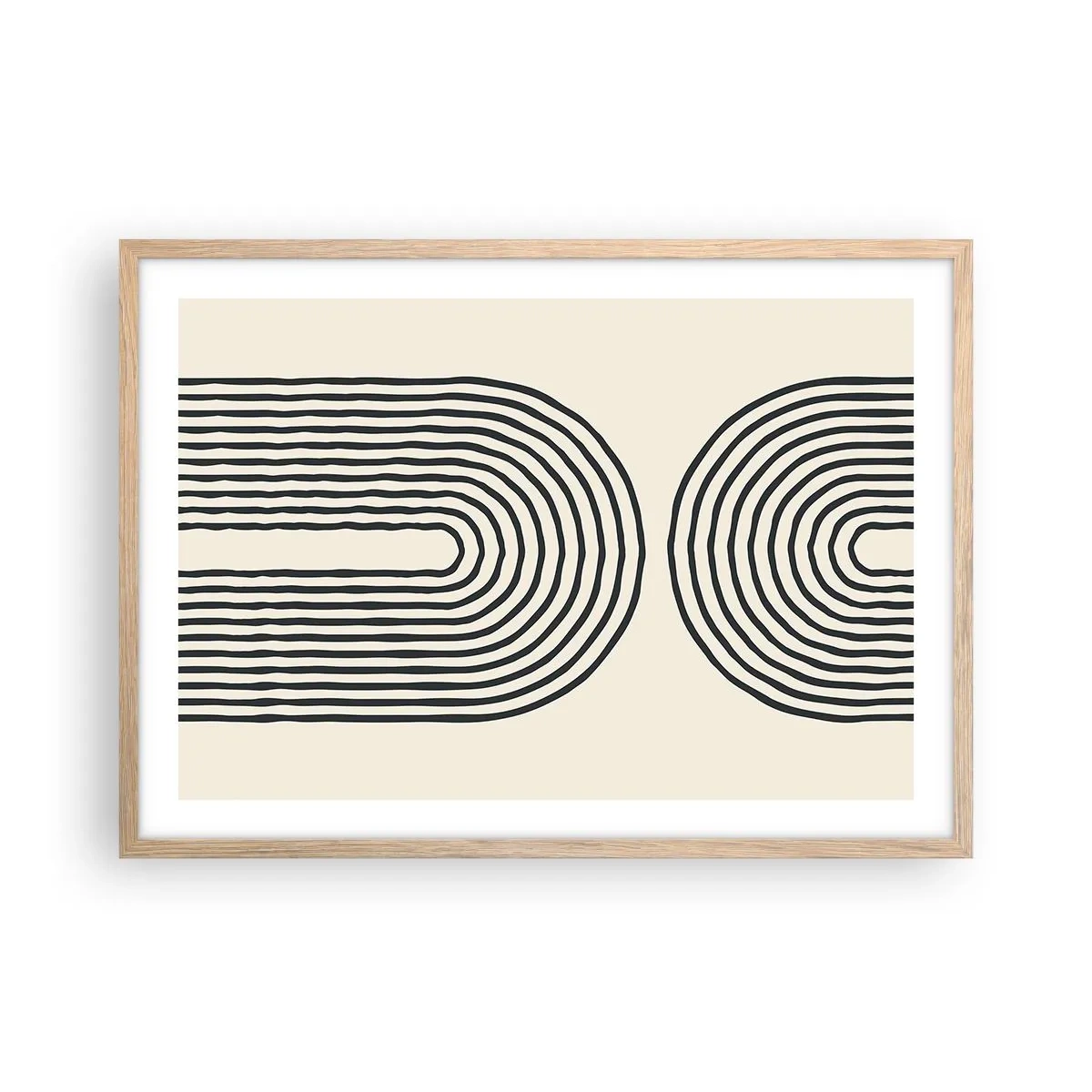 Plakat i ramme af lyst egetræ - Kommer snart... - 70x50 cm