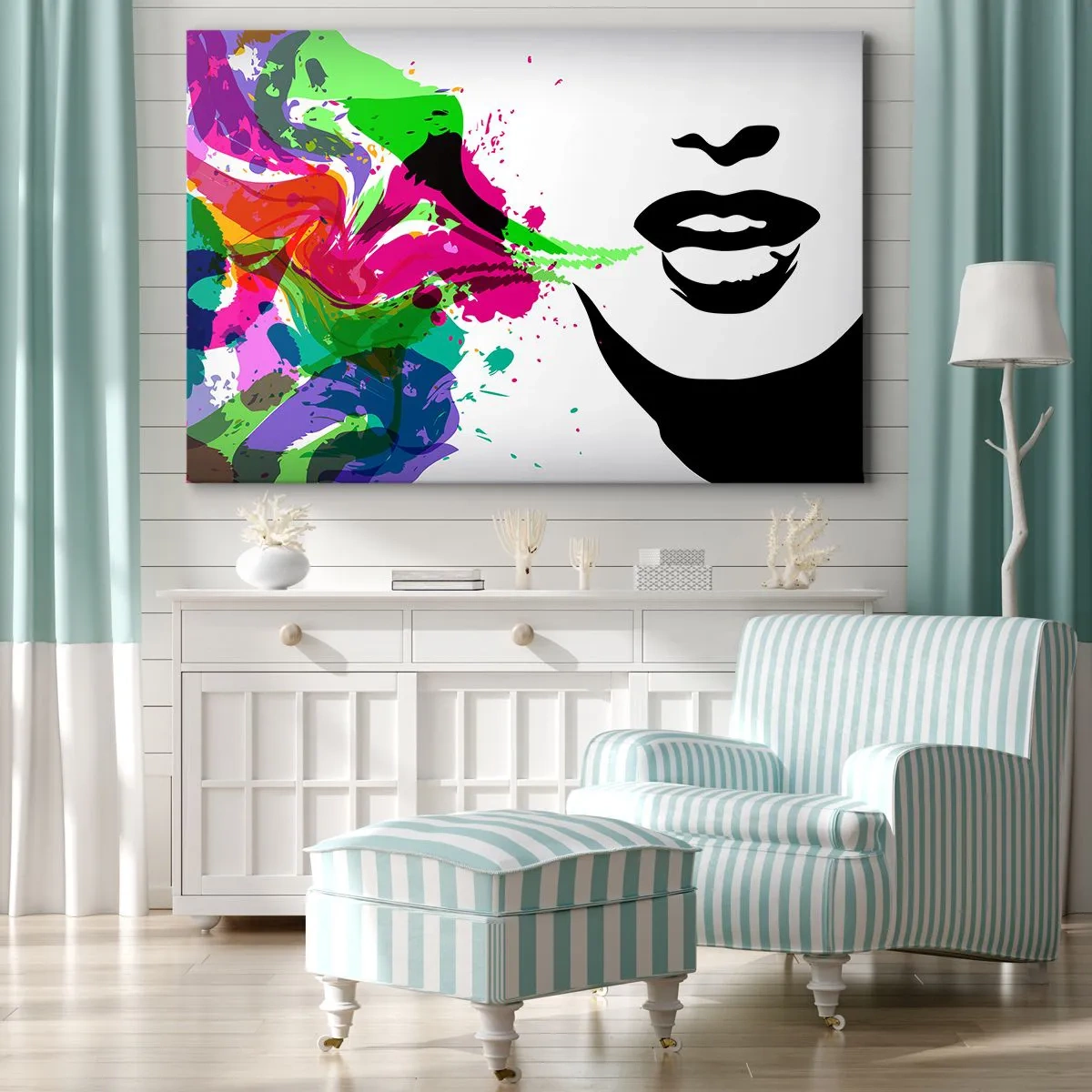 Lærredstryk - Billede på lærred - En historie i alle regnbuens farver - 100x70 cm