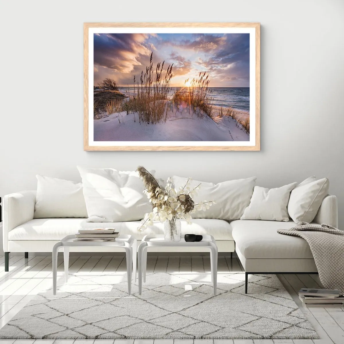 Plakat i ramme af lyst egetræ - Farvel til sol og vind - 91x61 cm
