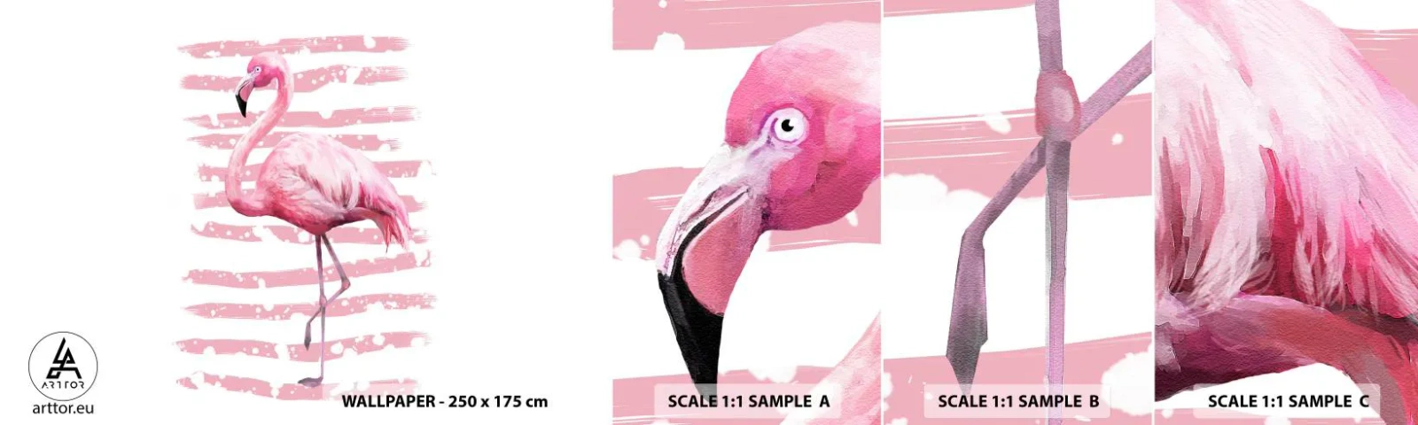 Prøve Fototapet Selvklæbende Deluxe Sticker - Med værdighed, om end i pink - Flamingo, Fugl, Stykke - 100x30 cm
