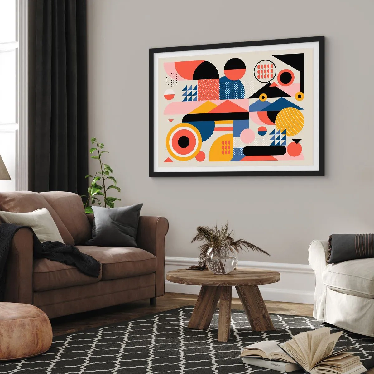 Plakat i sort ramme - Komposition: Leg - 100x70 cm