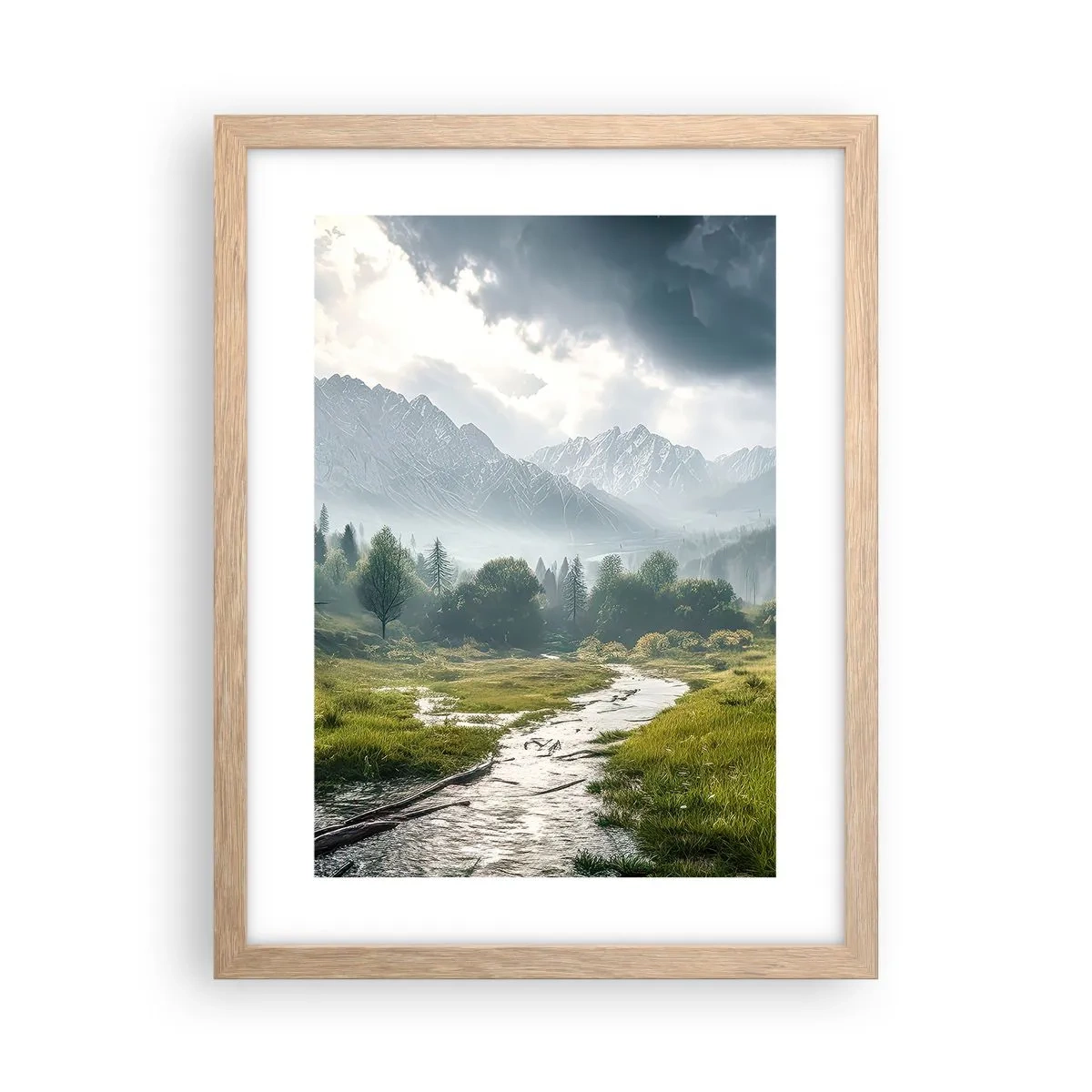 Plakat i ramme af lyst egetræ - Der og tilbage - 30x40 cm