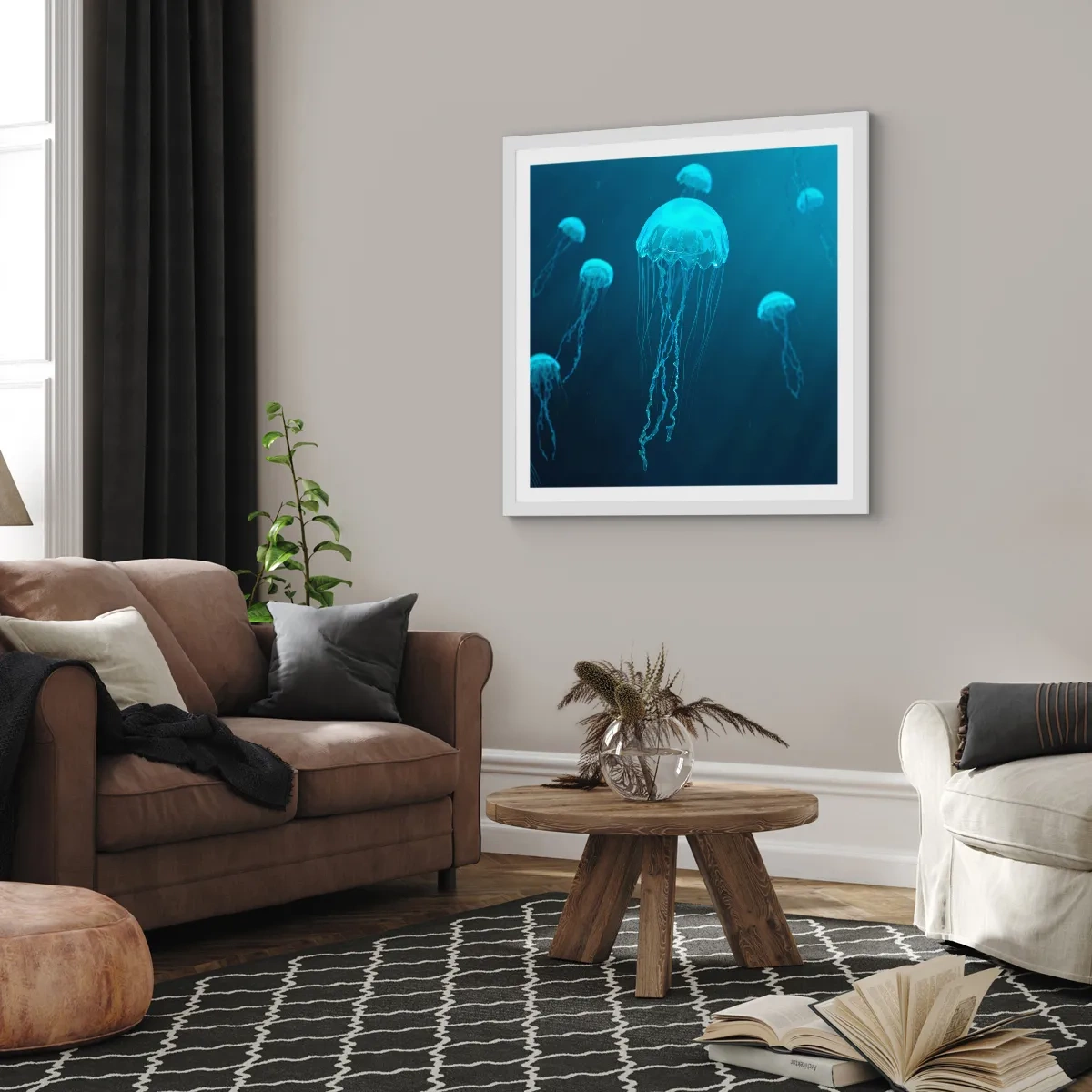 Plakat i hvid ramme - Havets dans - 30x30 cm