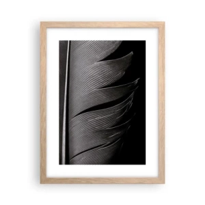 Plakat i ramme af lyst egetræ - Fjer - en vidunderlig konstruktion - 30x40 cm