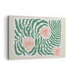 Lærredstryk - Billede på lærred - Blomstrede i grønt - 120x80 cm