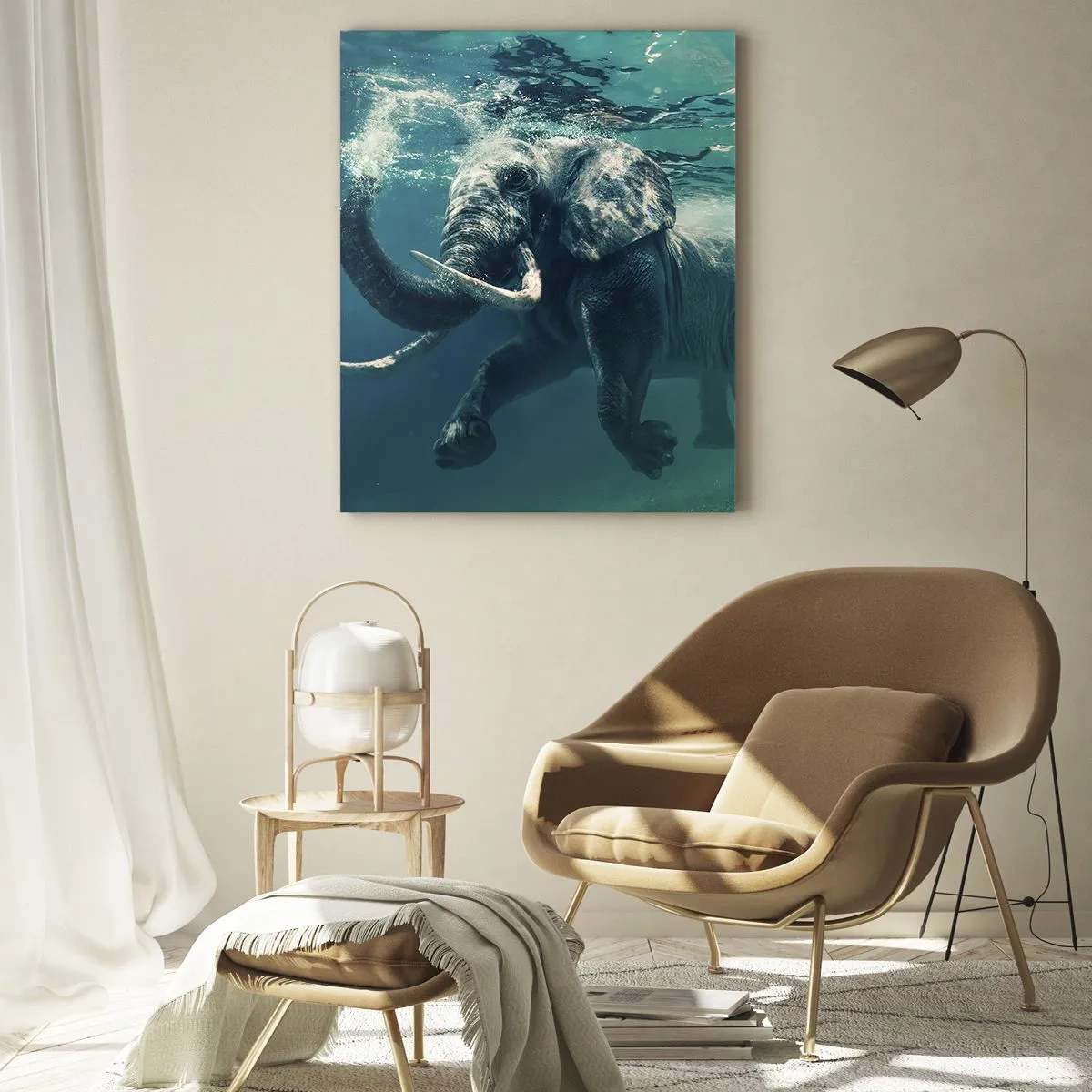 Billede på glas - Alle kan lide at svømme - 50x70 cm