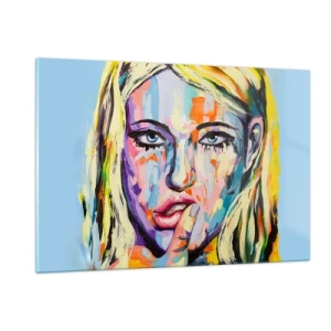 Billede på glas - Se hende lige i øjnene - 120x80 cm