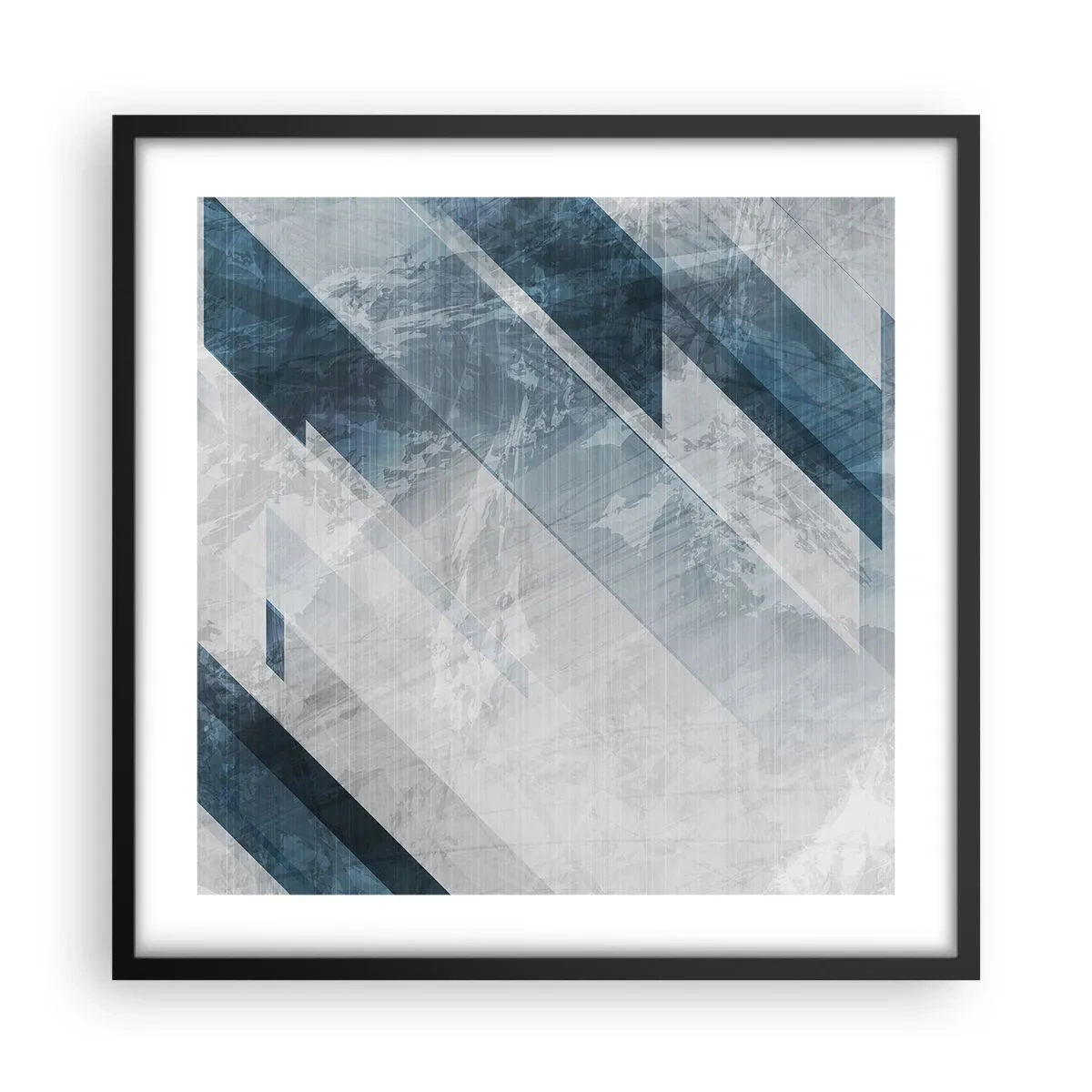 Plakat i sort ramme - Rumlig komposition - bevægelse af gråtoner - 50x50 cm