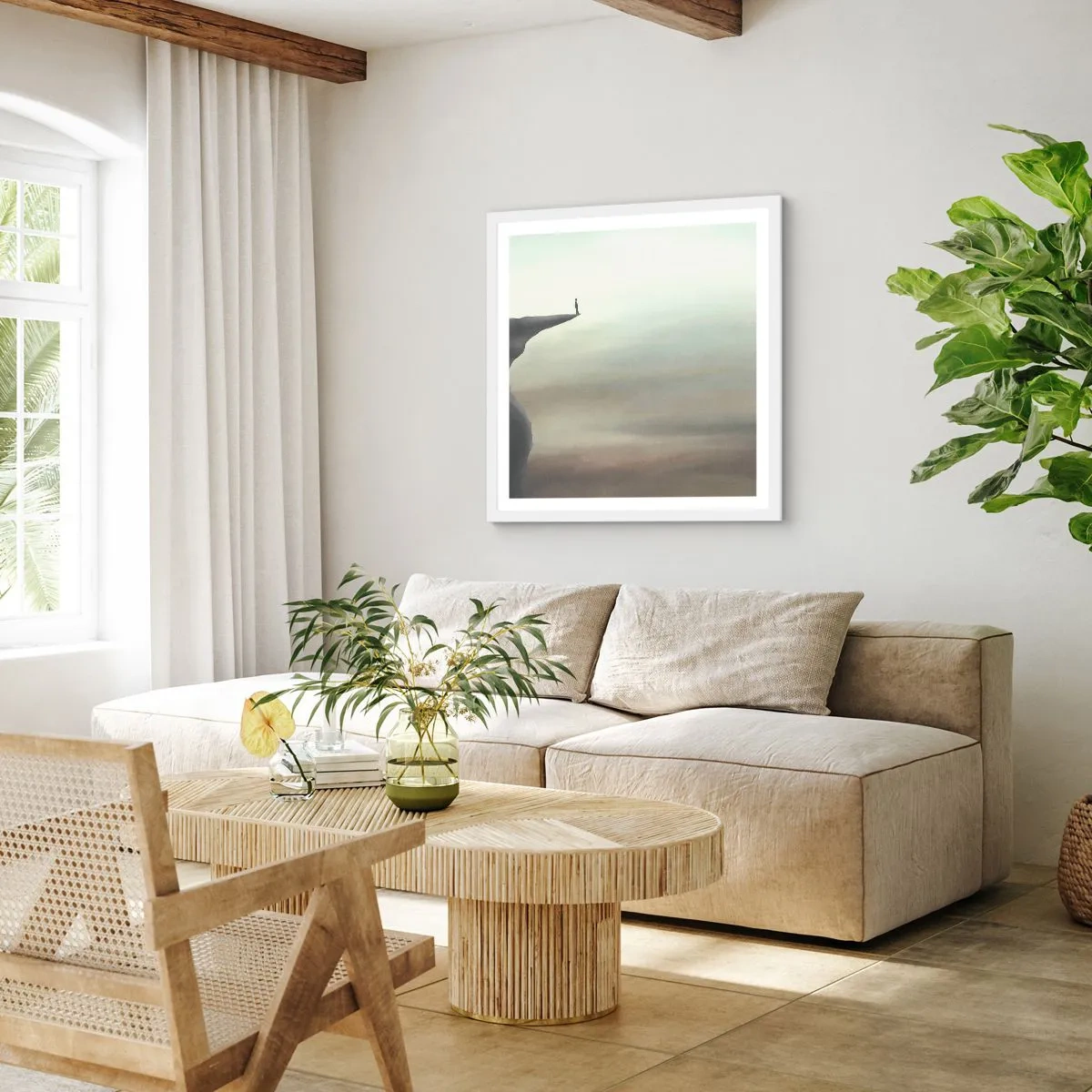 Plakat i hvid ramme - Opad, selvfølgelig! - 40x40 cm