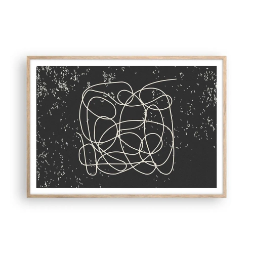 Plakat i ramme af lyst egetræ - Vandrende tanker - 100x70 cm