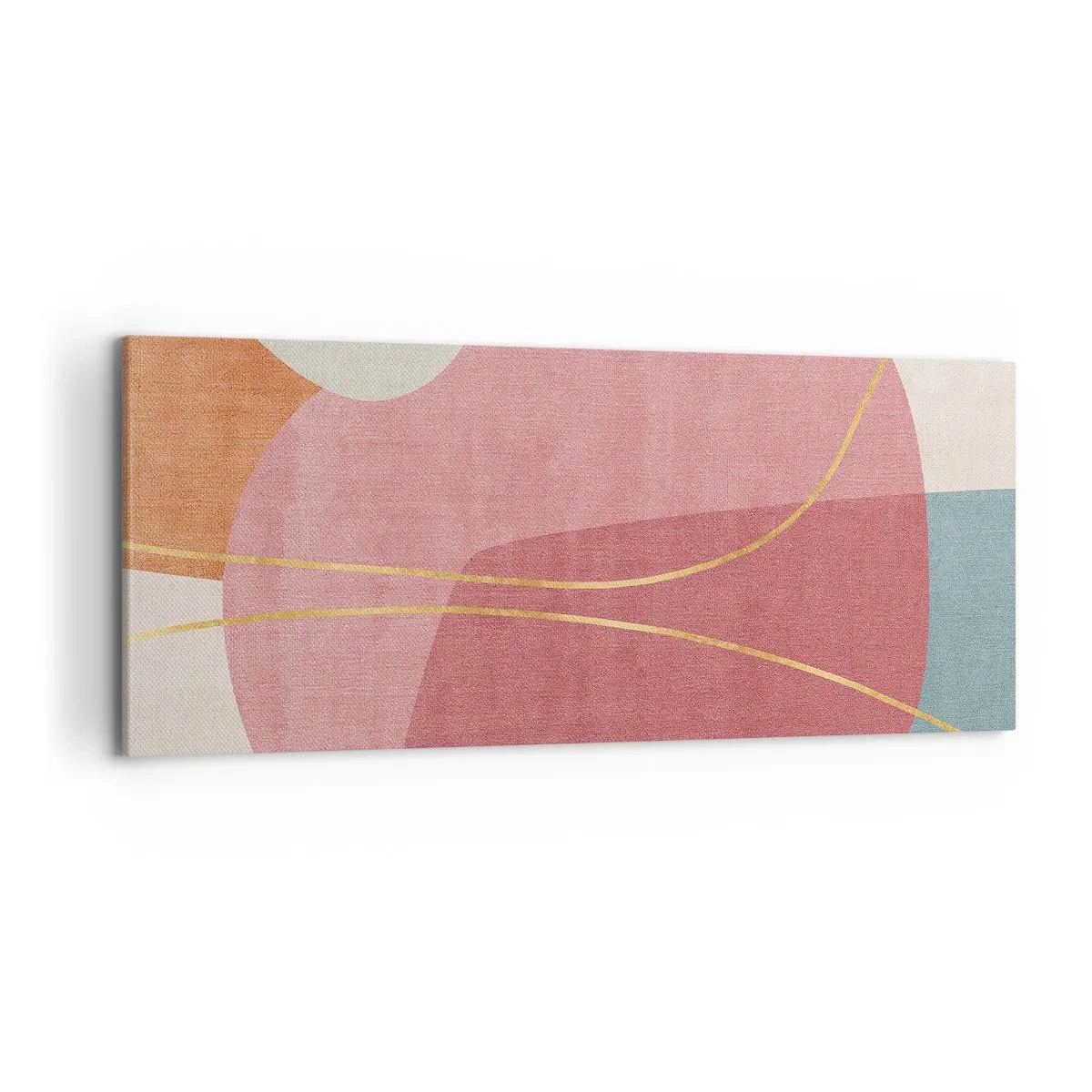 Lærredstryk - Billede på lærred - Pastelkomposition med guldtråd - 120x50 cm