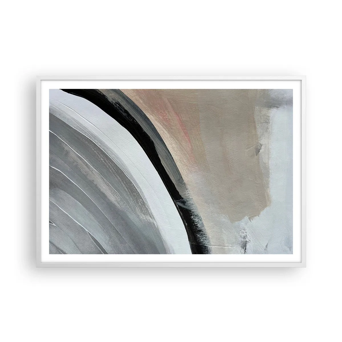 Plakat i hvid ramme - Komposition: en bue af sort og gråt - 100x70 cm