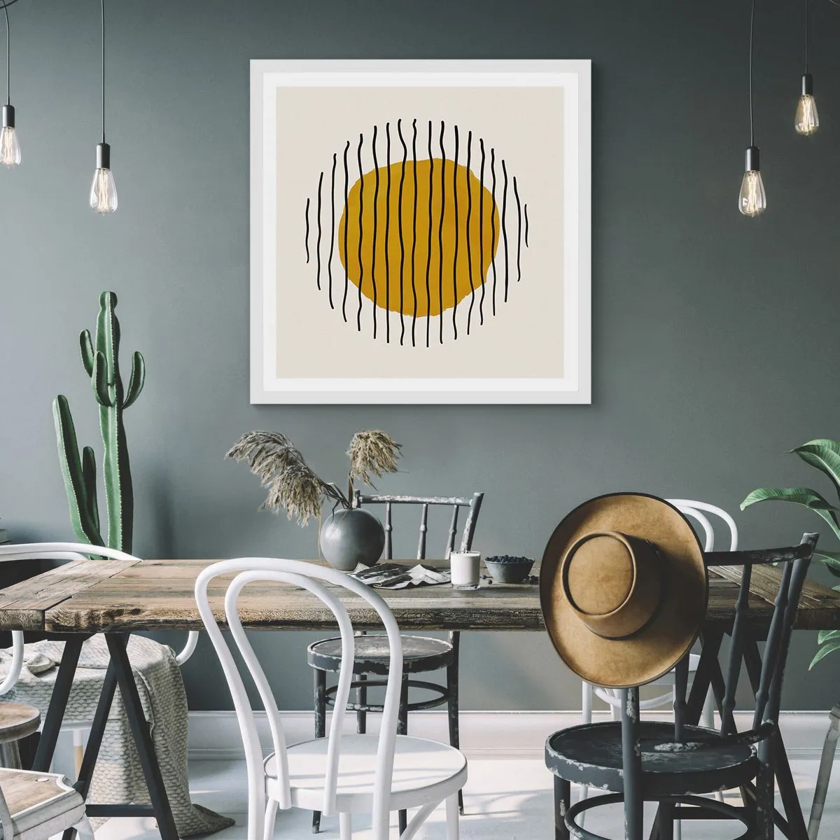 Plakat i hvid ramme - Abstraktion, der skælver af varme - 30x30 cm