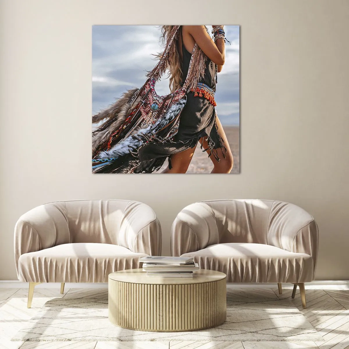 Billede på glas - Shamanens pige - 60x60 cm