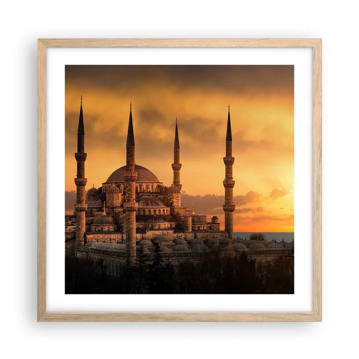 Plakat i ramme af lyst egetræ - Gud er stor - 50x50 cm