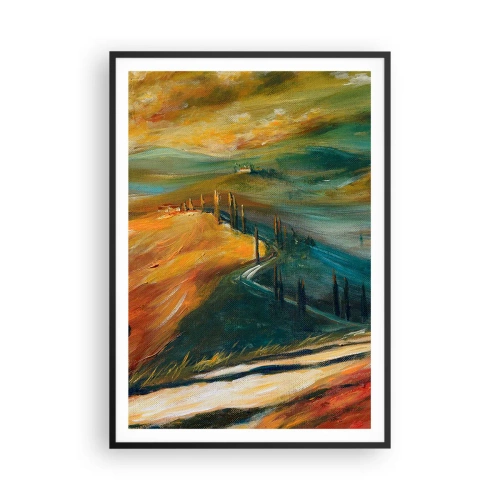 Plakat i sort ramme - Toscansk landskab - 70x100 cm