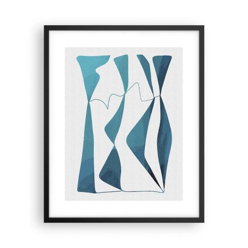Plakat i sort ramme - Abstraktion: en turkis sammensætning - 40x50 cm