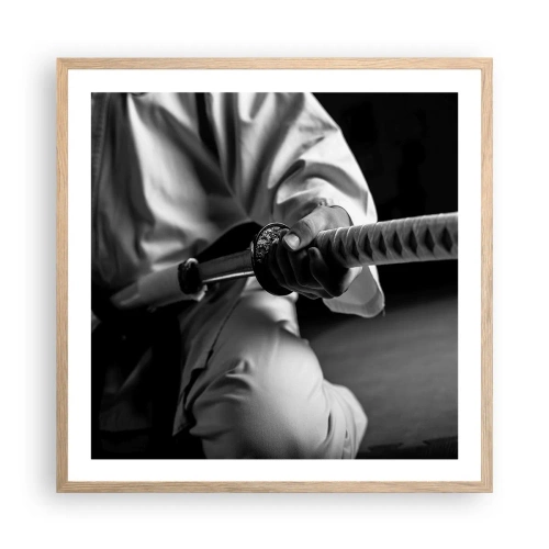 Plakat i ramme af lyst egetræ - En krigers sjæl - 60x60 cm