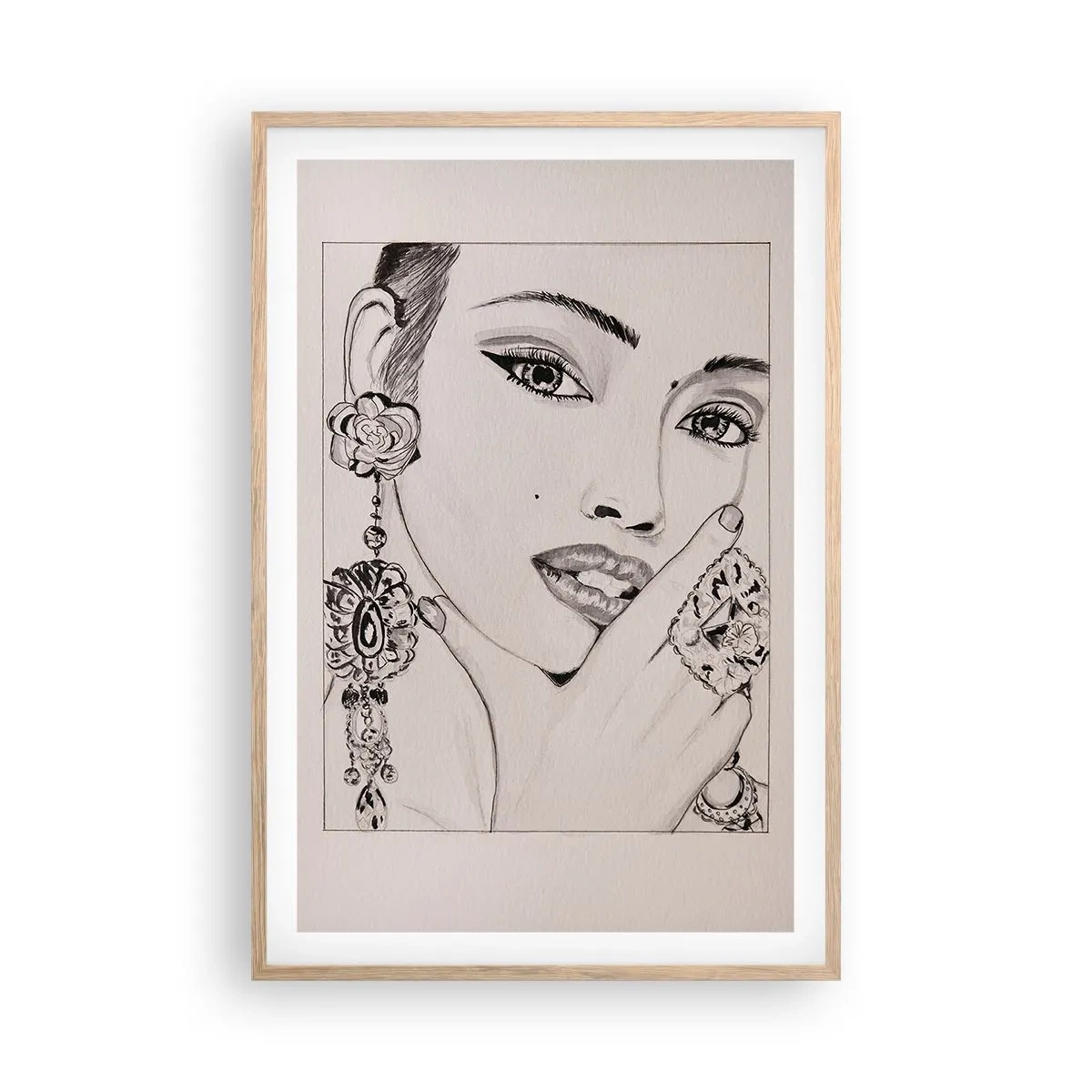 Plakat i ramme af lyst egetræ - Den smukkeste juvel - 61x91 cm