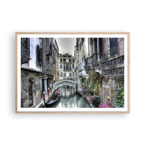 Plakat i ramme af lyst egetræ - I århundreder i tavs drømmeri - 100x70 cm