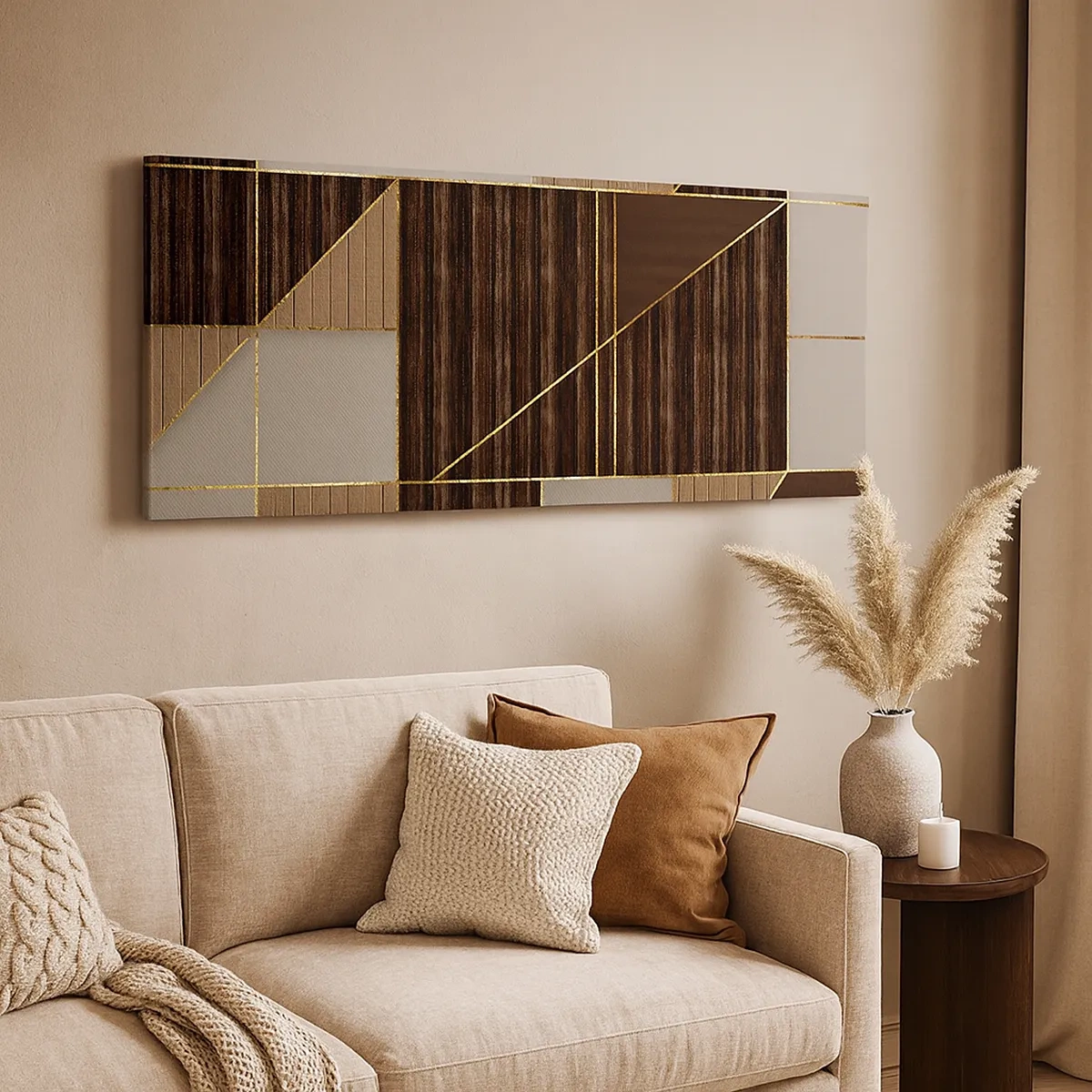 Lærredstryk - Billede på lærred - En mosaik af brune og gyldne farver - 30x30 cm