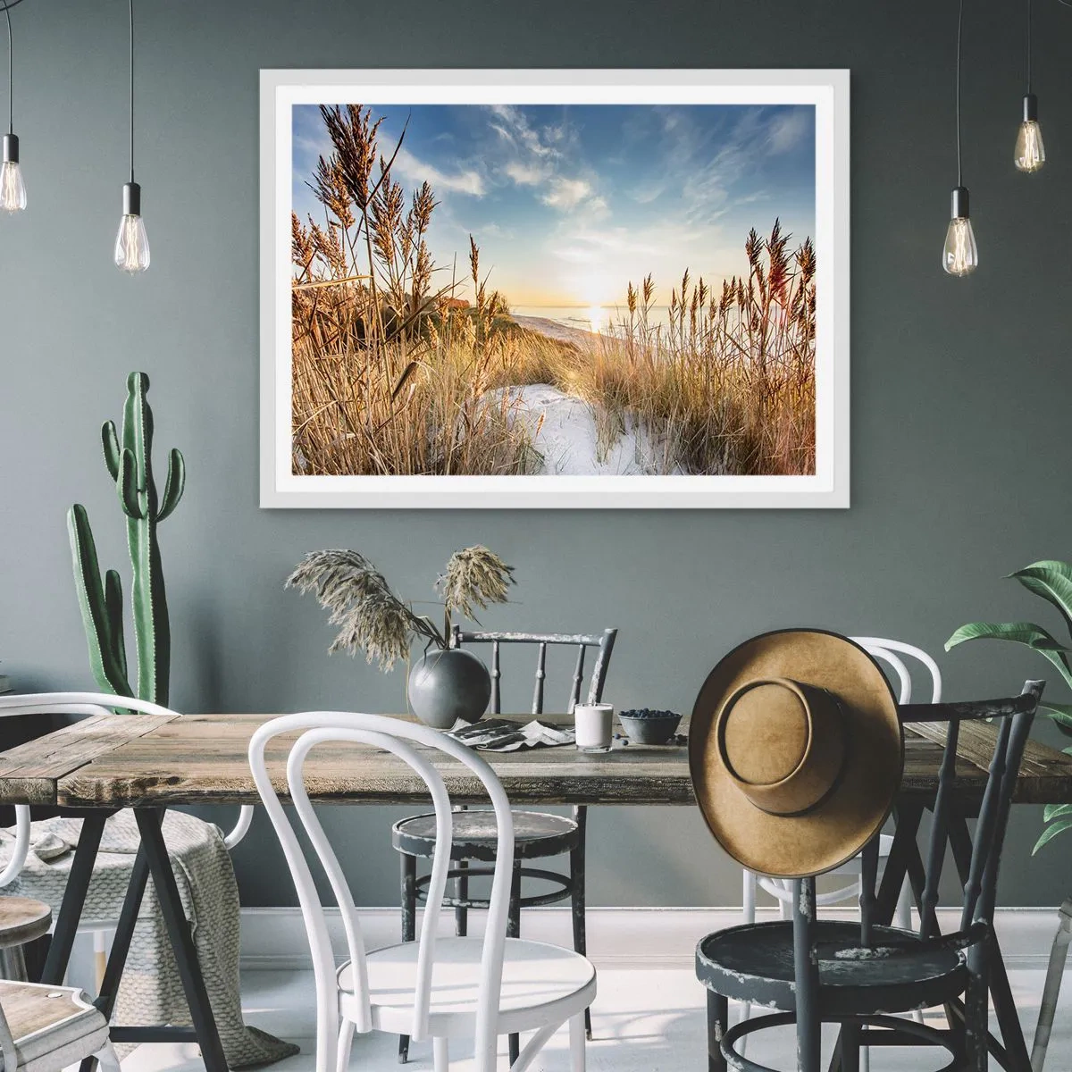 Plakat i hvid ramme - Nordstrand - 100x70 cm