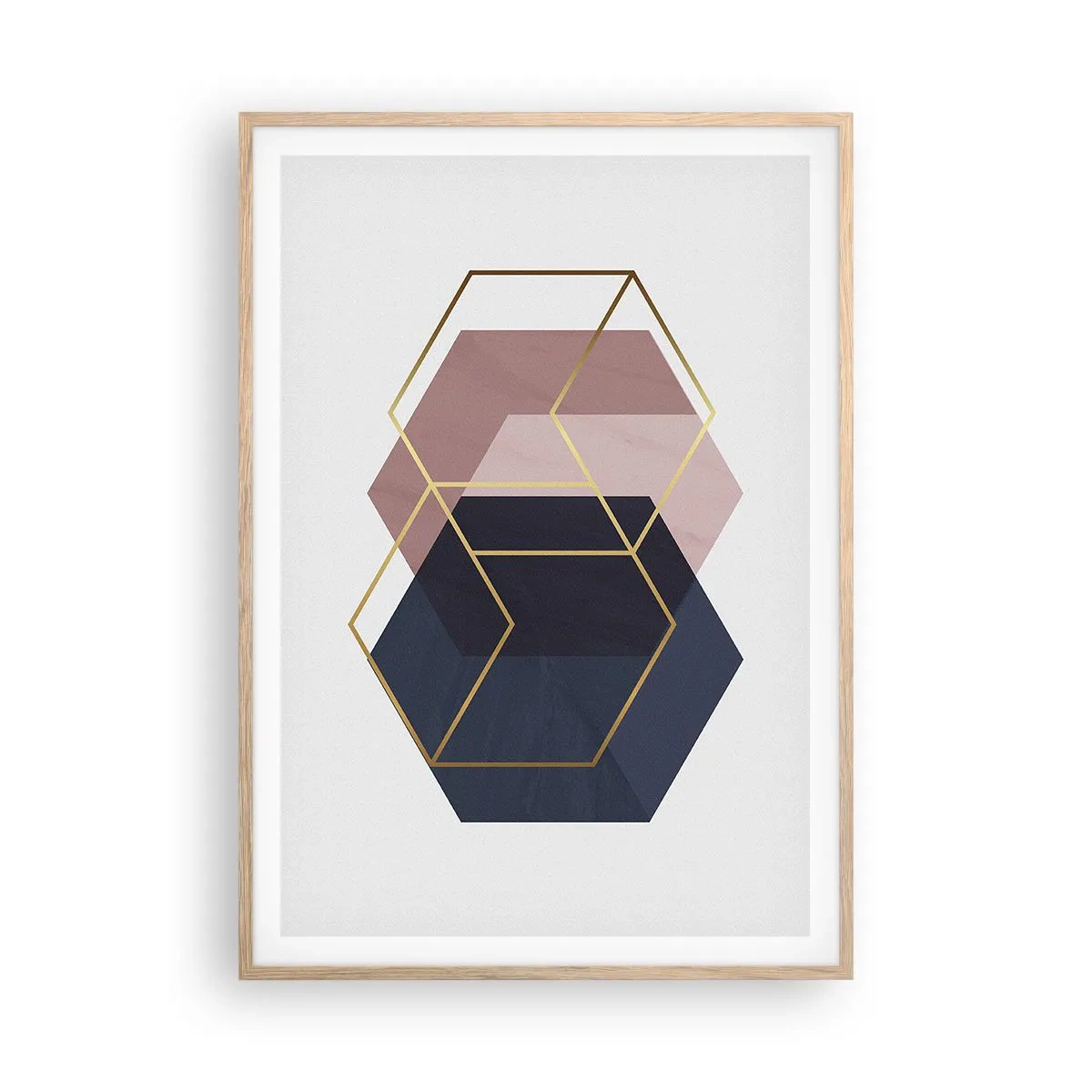 Plakat i ramme af lyst egetræ - Styrken ved enkelhed - 70x100 cm