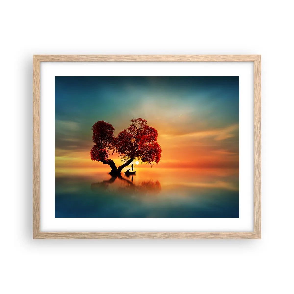 Plakat i ramme af lyst egetræ - Fjern og tavs verdensløshed - 50x40 cm