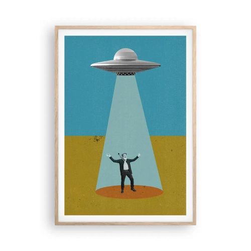 Plakat i ramme af lyst egetræ - Et tæt møde - 70x100 cm