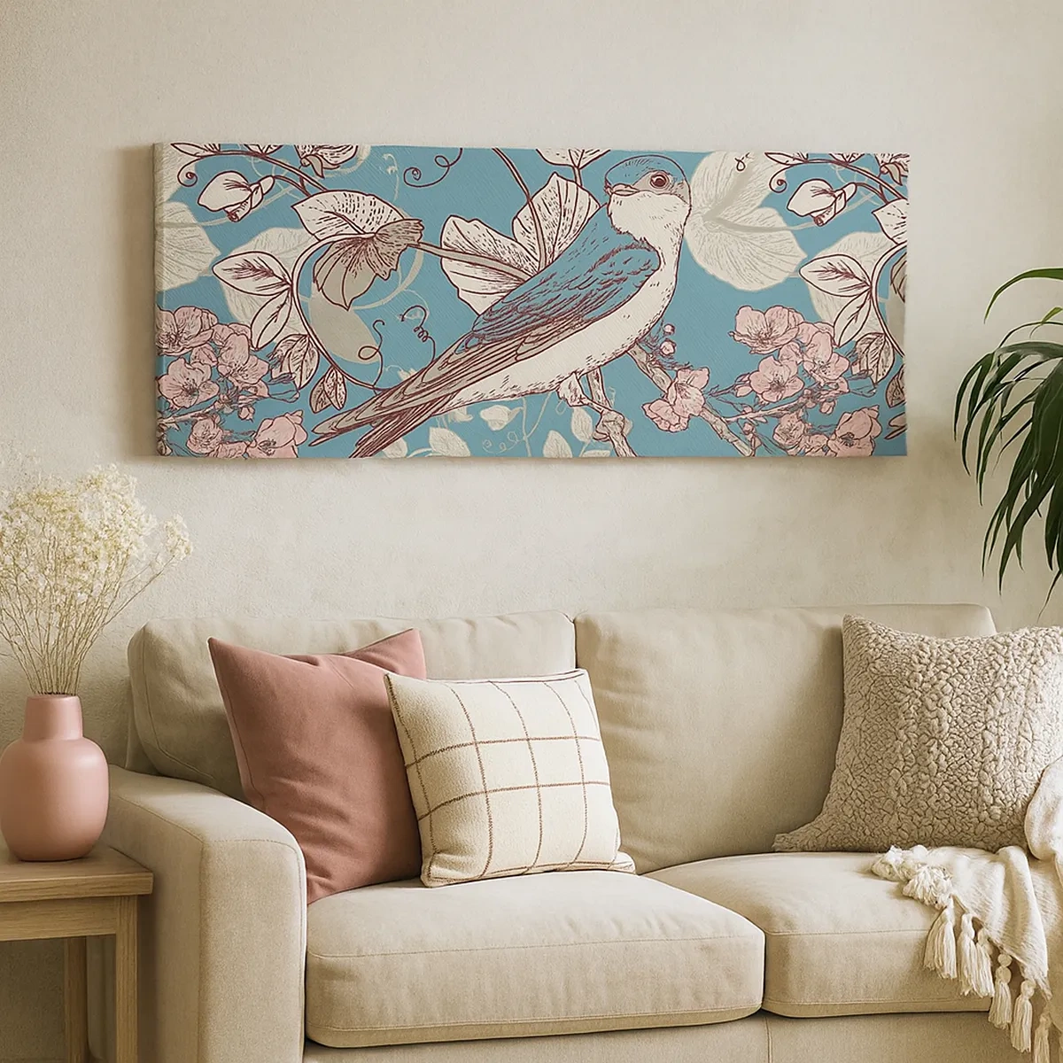 Lærredstryk - Billede på lærred - I de hvide skove kvidrende og sølvfarvede - 30x30 cm