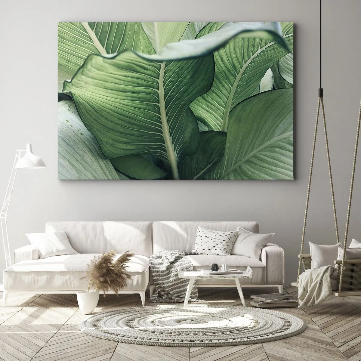 Lærredstryk - Billede på lærred - Grønne blade med udtryksfulde detaljer og struktur - 70x50cm - Livet er intenst grønt - Moderne vægdekoration til stue og soveværelse ARTTOR