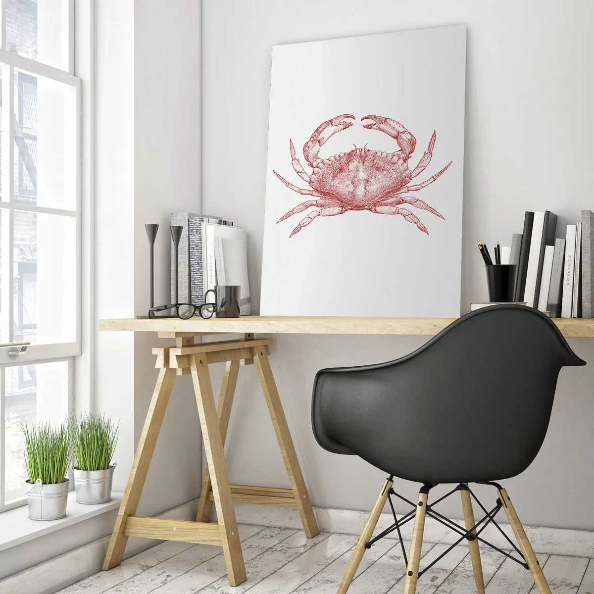 Billede på glas - Krabbe over krabber - 80x120 cm