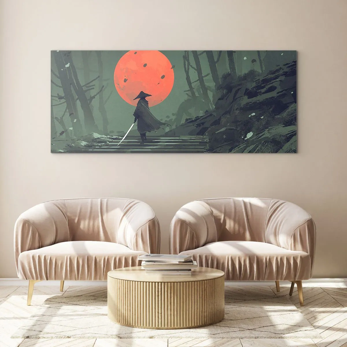 Billede på glas - Den røde månes kriger - 120x50 cm