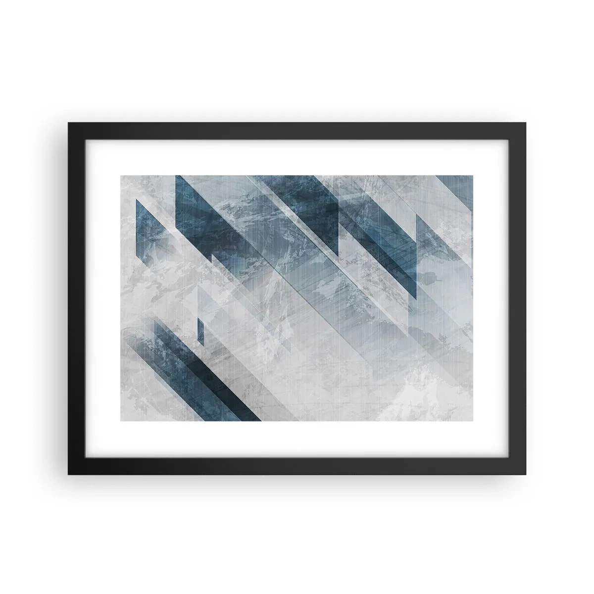 Plakat i sort ramme - Rumlig komposition - bevægelse af gråtoner - 40x30 cm