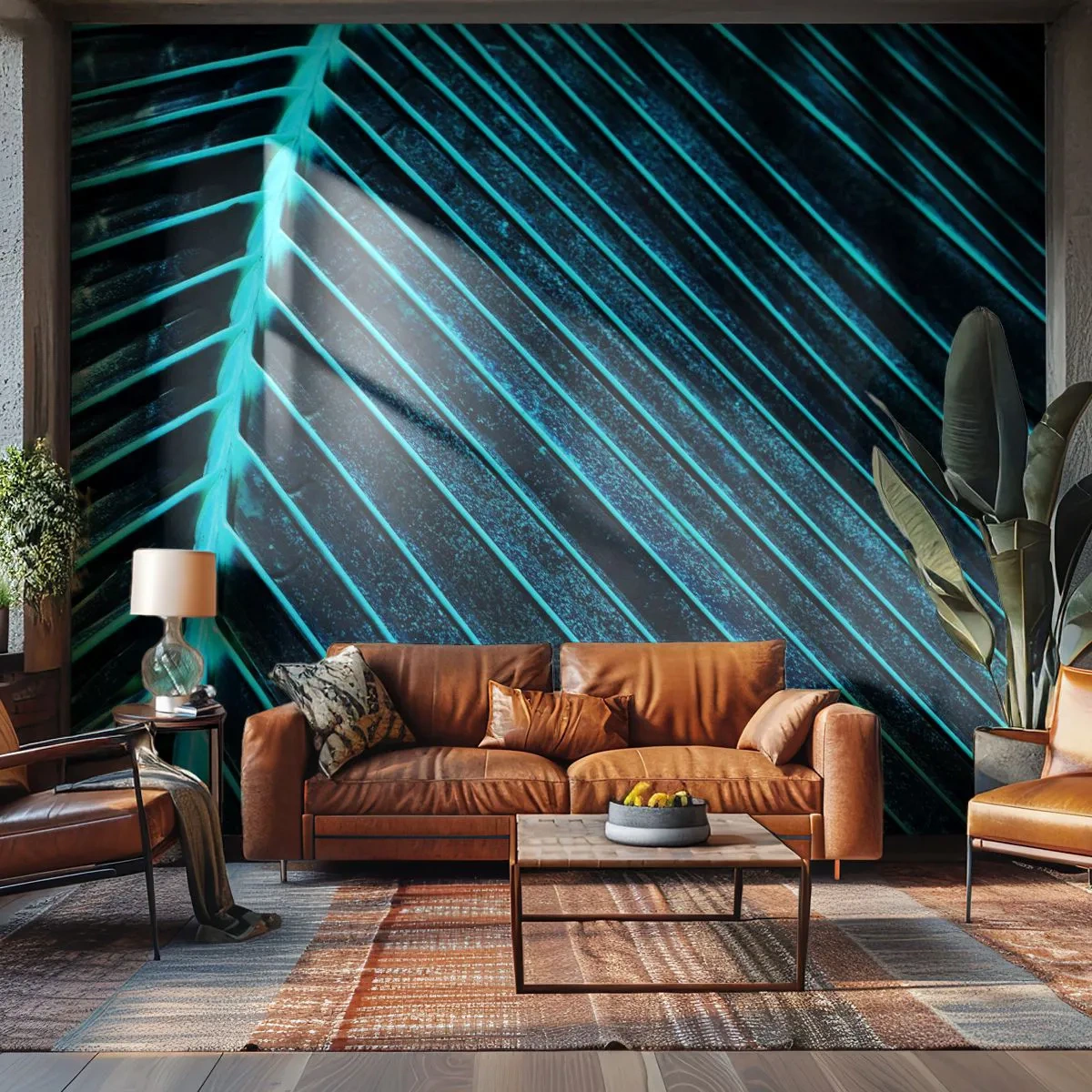 Fototapet Standard Eco - Nærbillede af et palmeblad i kølige grønne nuancer - 100x70cm - Tekstur af grønt - Moderne vægdekoration til stue og soveværelse ARTTOR