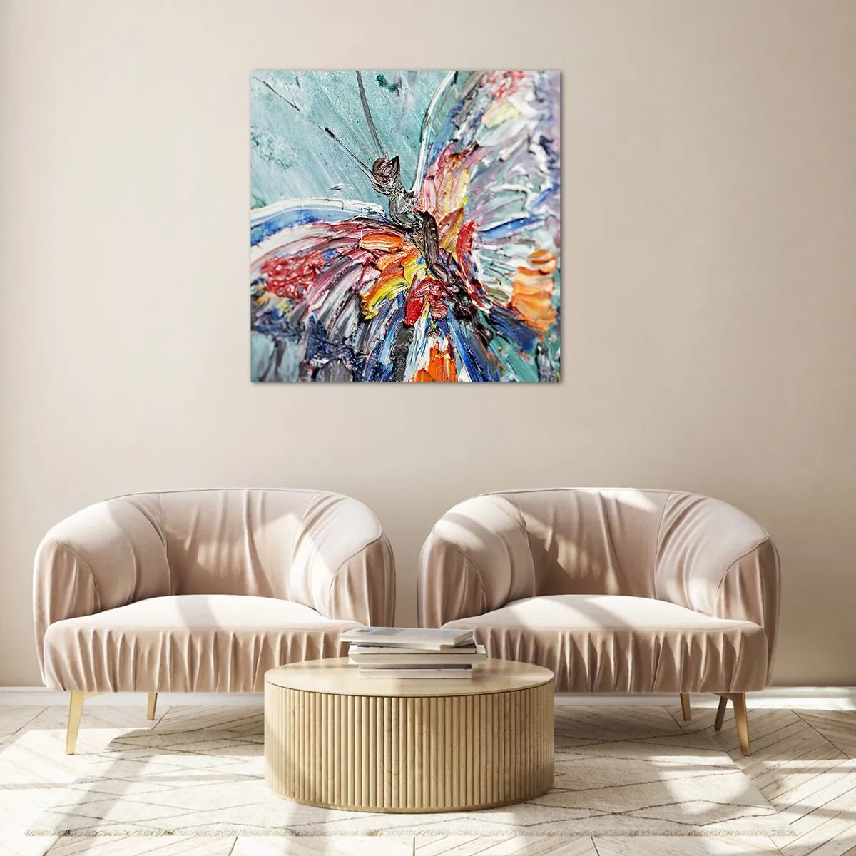 Billede på glas - Malet af naturen - 70x70 cm