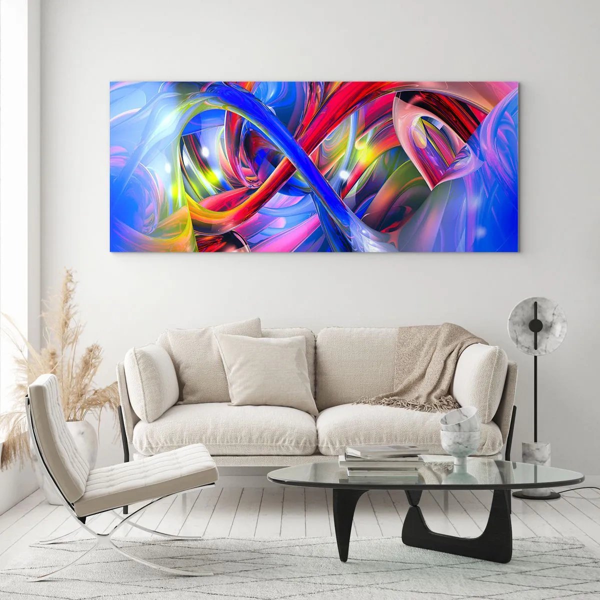 Billede på glas - En dans af farver - 90x30 cm