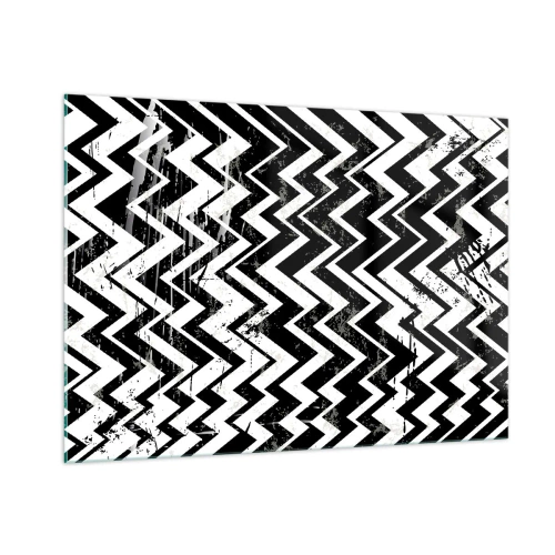 Billede på glas - Zig-hvid, zag-sort - 100x70 cm