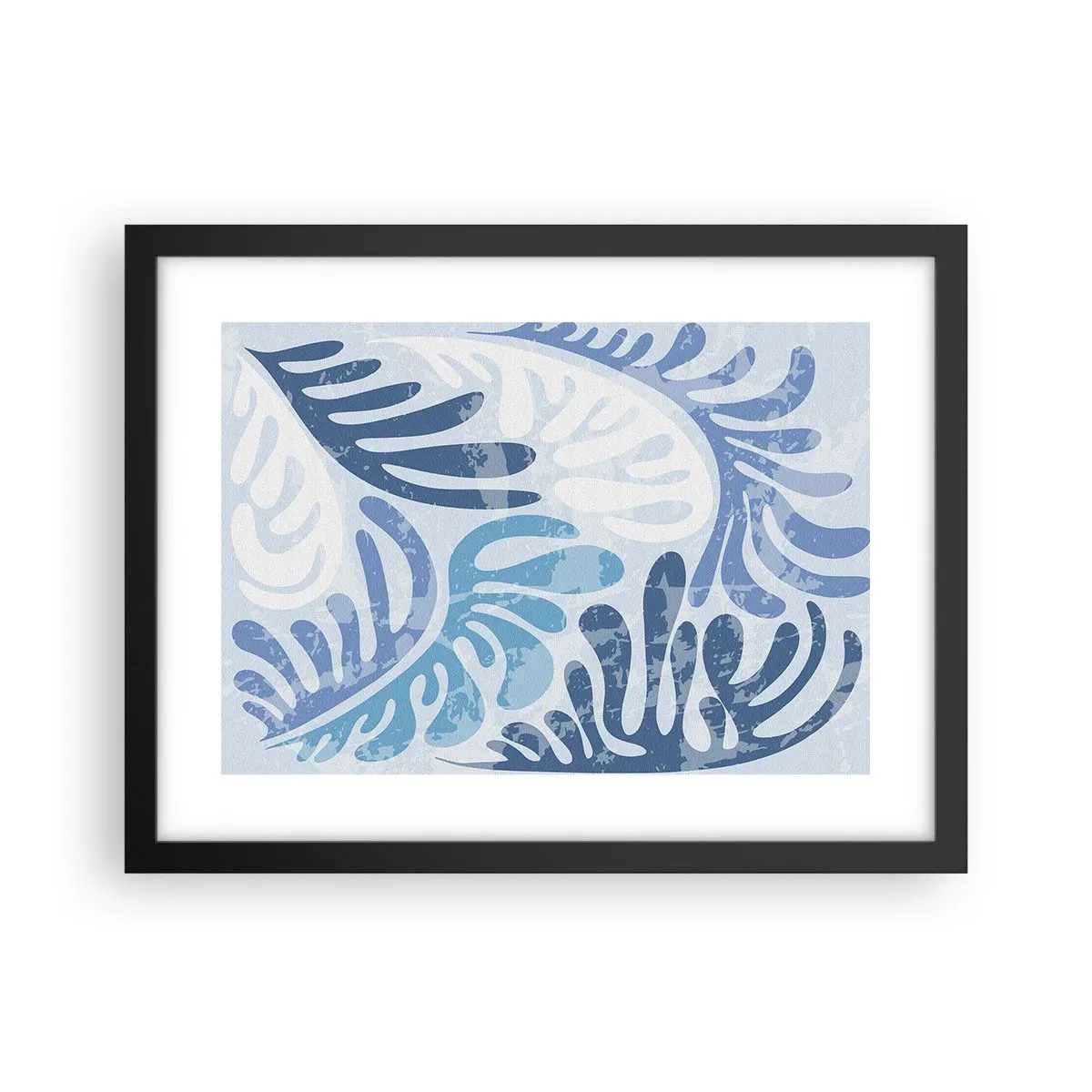 Plakat i sort ramme - Blå bregner - 40x30 cm