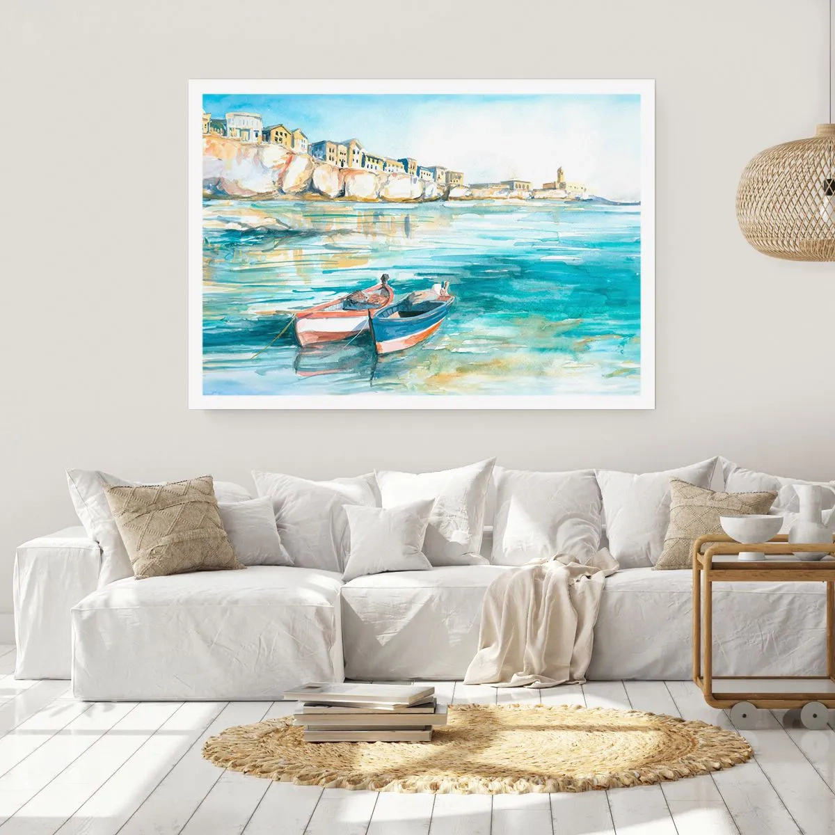 Plakat - Landskab i azurblå - 91x61 cm