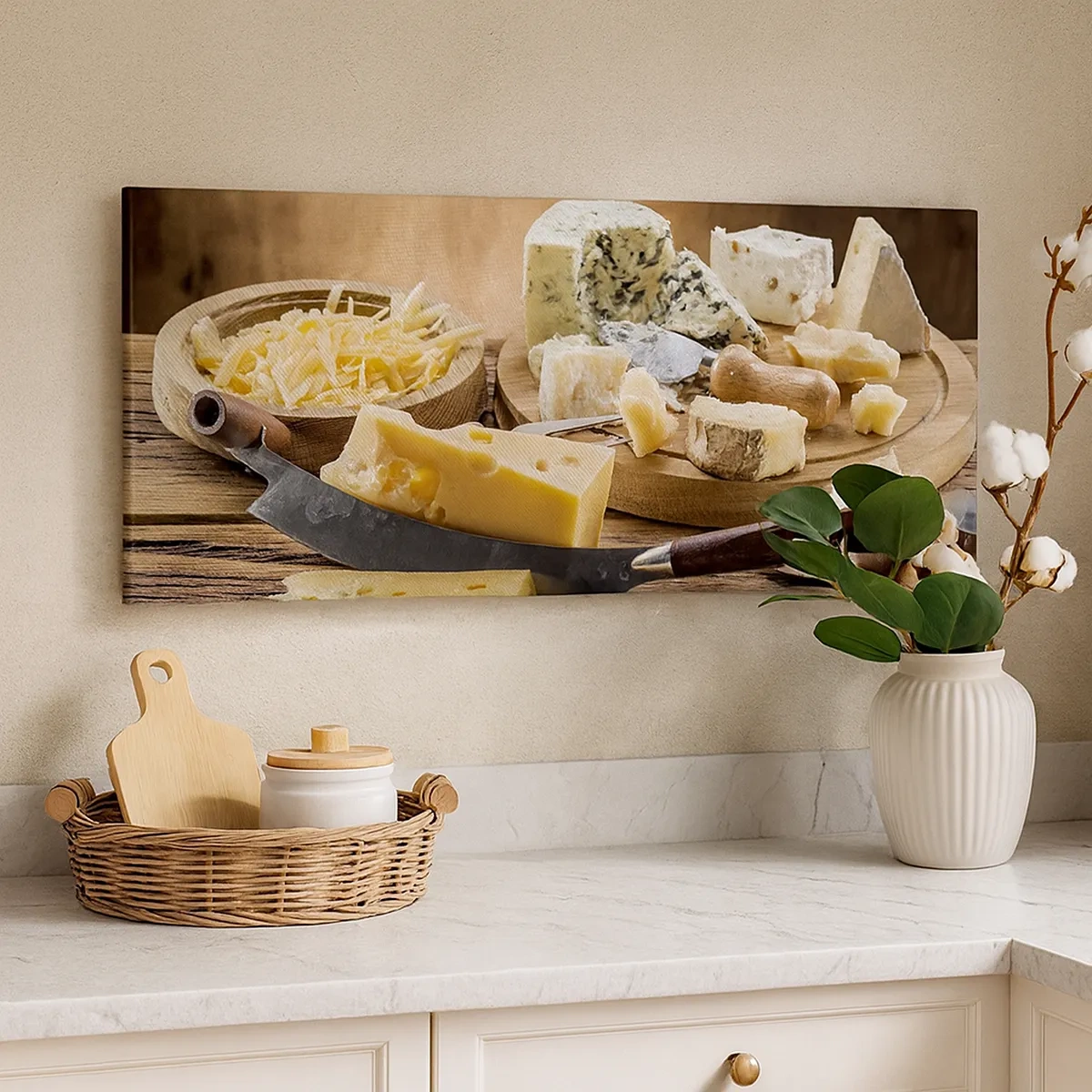 Lærredstryk - Billede på lærred - Smil til osten - 30x30 cm