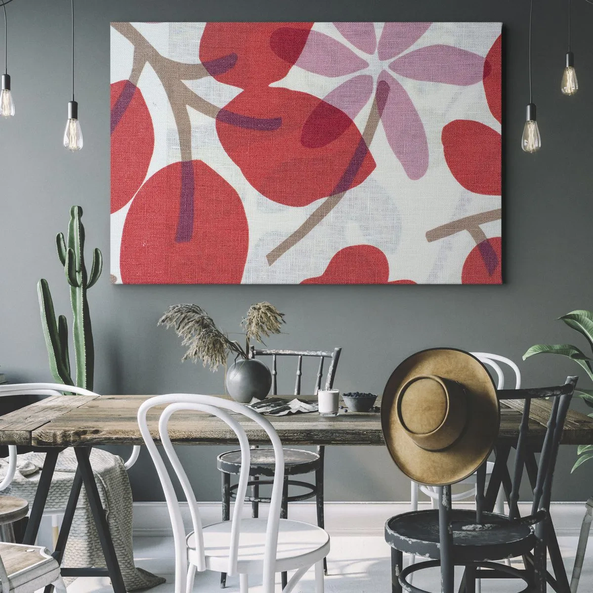 Lærredstryk - Billede på lærred - Blomsterkomposition i pink - 120x80 cm