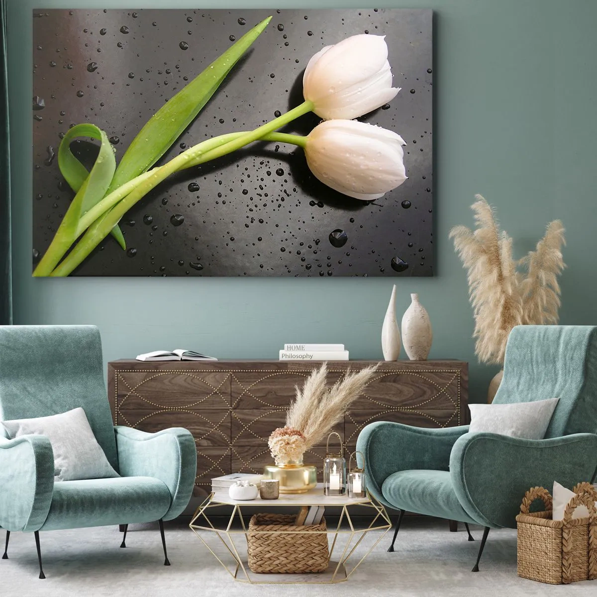 Lærredstryk - Billede på lærred - Forårsvævning - 120x80 cm