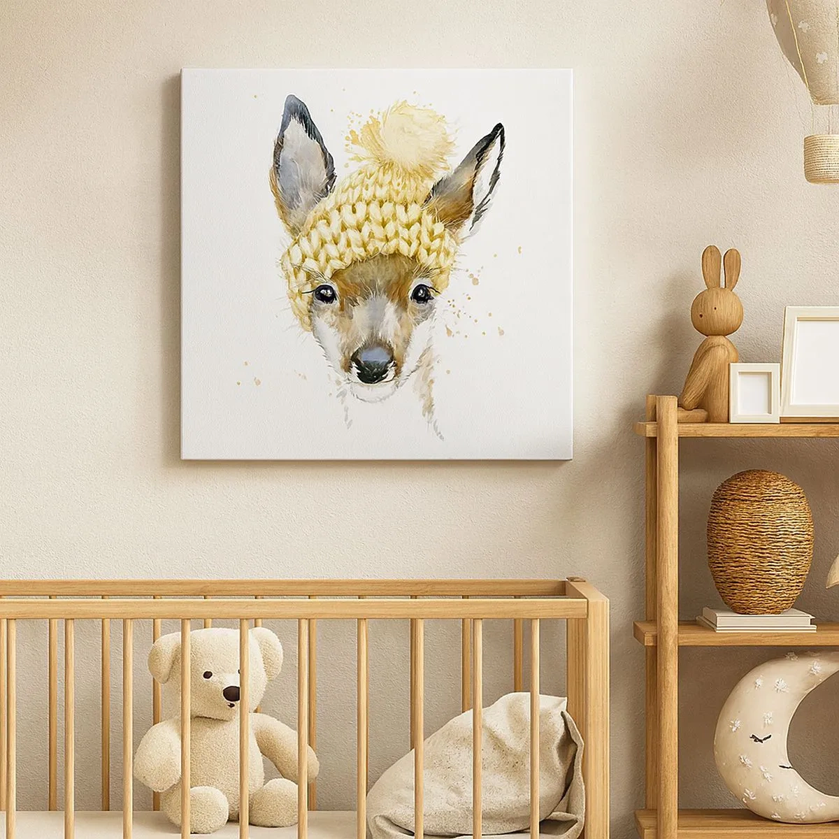 Lærredstryk - Billede på lærred - Til vinter i en sneklædt skov - 30x30 cm