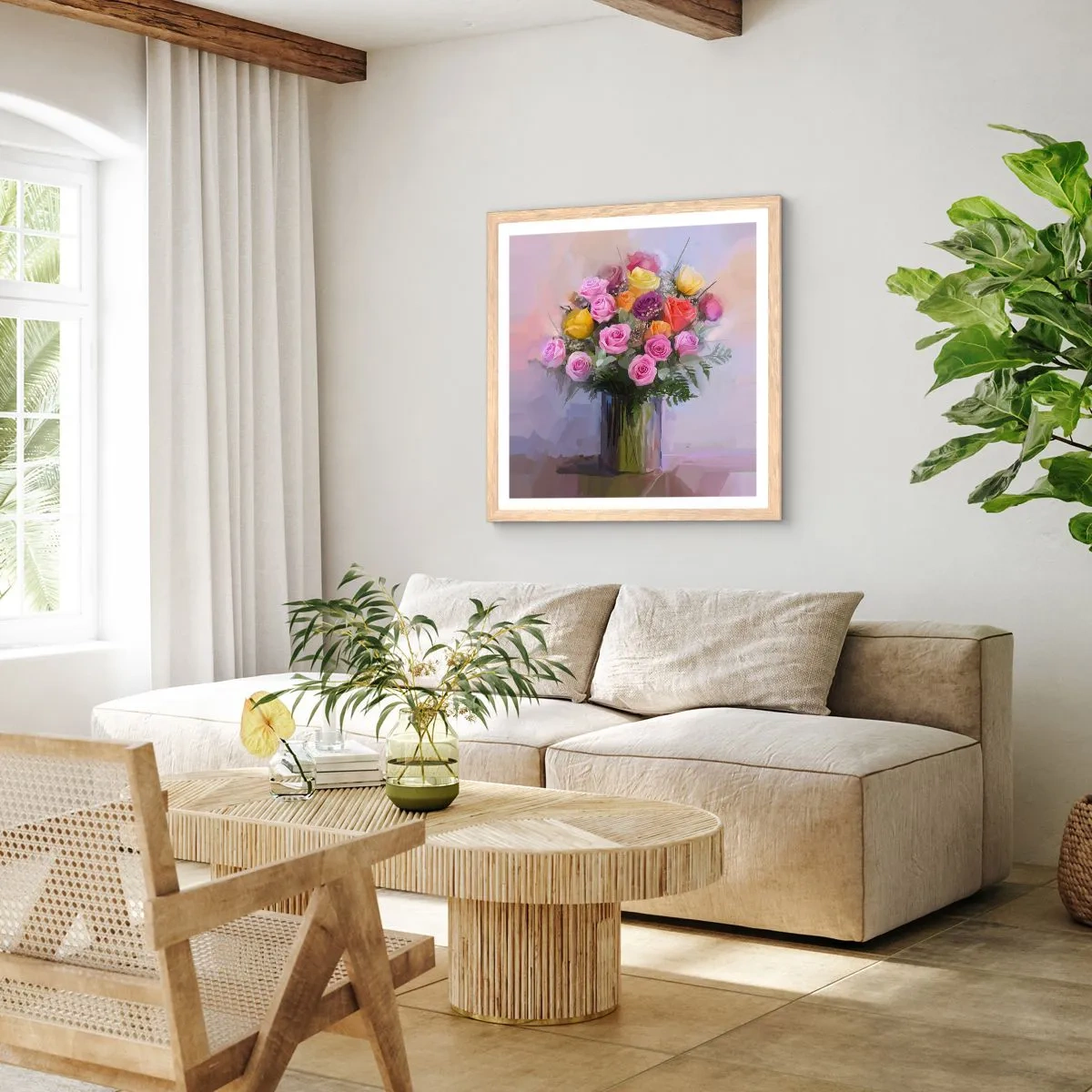 Plakat i ramme af lyst egetræ - Bevaret skønhed - 30x30 cm