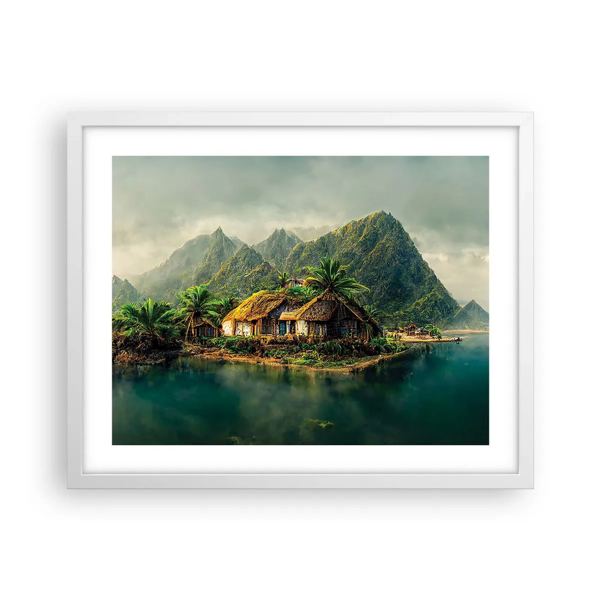 Plakat i hvid ramme - Tropisk paradis - 50x40 cm