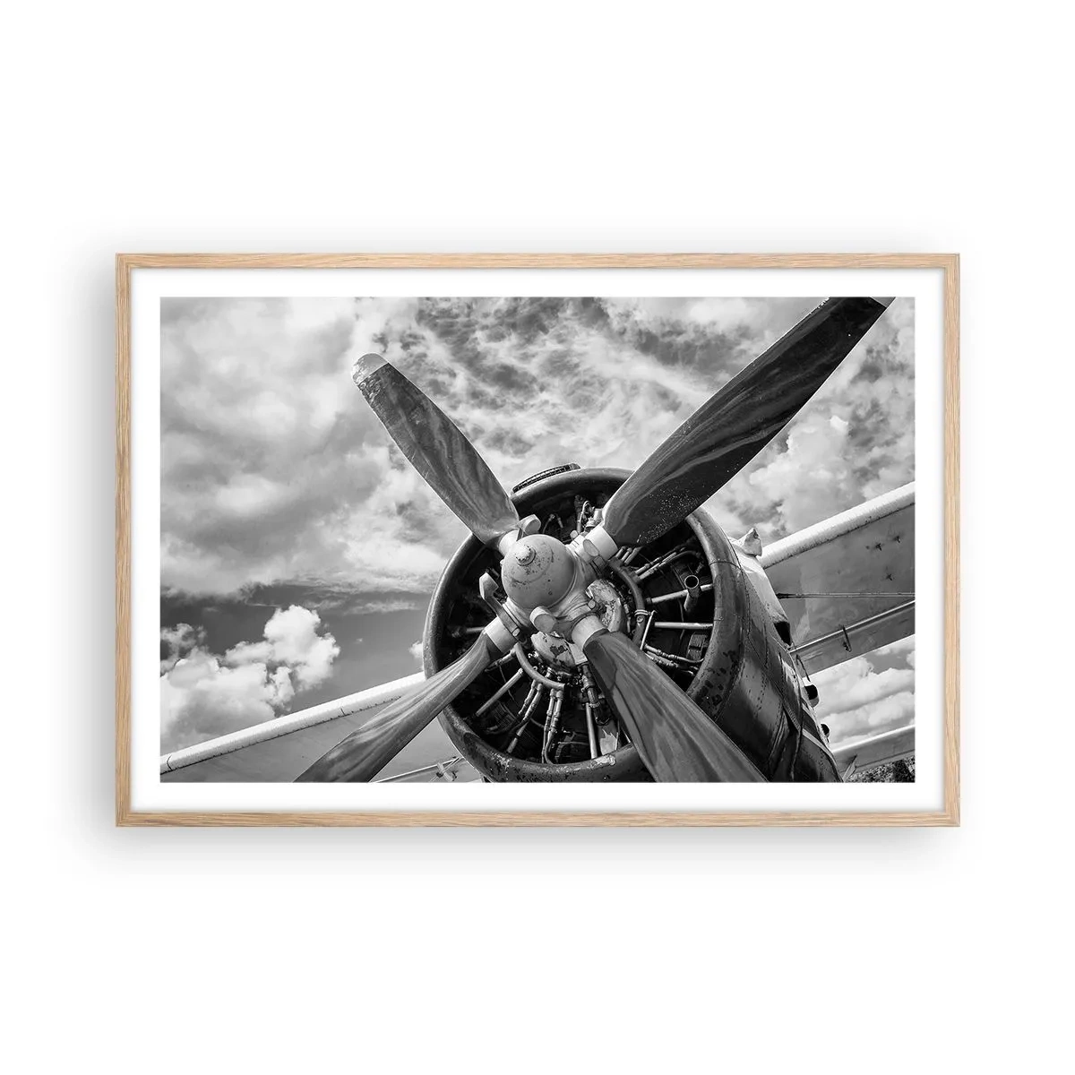 Plakat i ramme af lyst egetræ - Himmelens erobrer - 91x61 cm