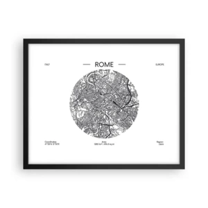 Plakat i sort ramme - Anatomi af Rom - 50x40 cm