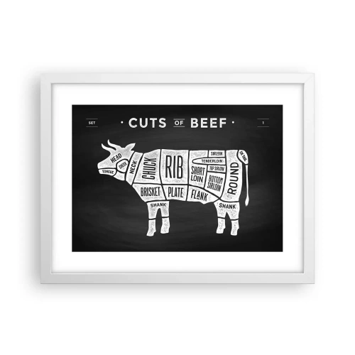 Plakat i hvid ramme - Slagterens grundbog - 40x30 cm